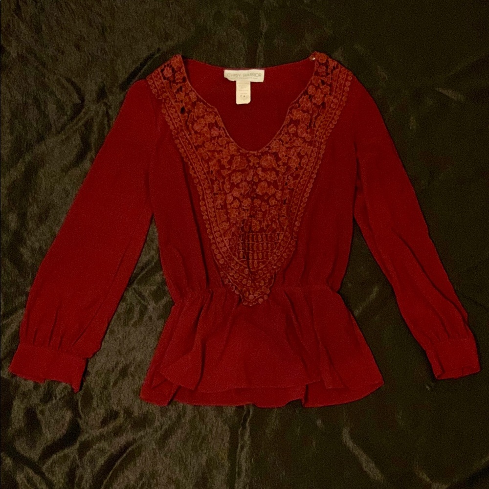 Burgundy Chiffon Blouse